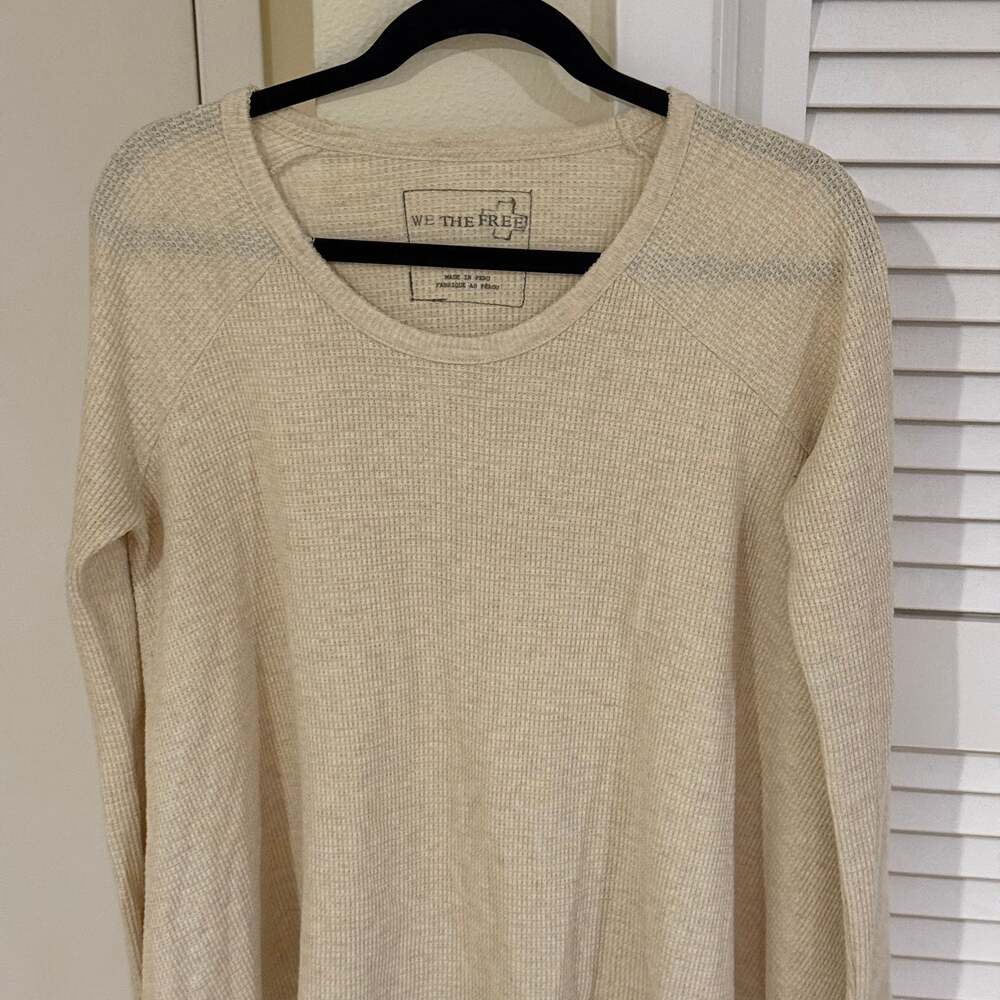 We The Free People Womens Waffle Knit Oversized Flare Knit Top Size M O4